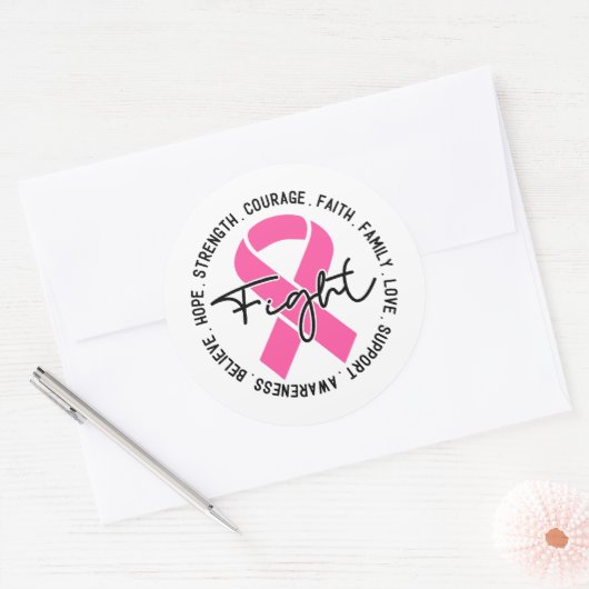 Fight Breast Cancer Awareness Ronde Sticker (Envelop)
