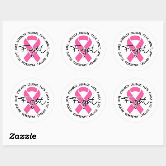 Fight Breast Cancer Awareness Ronde Sticker (Vel)