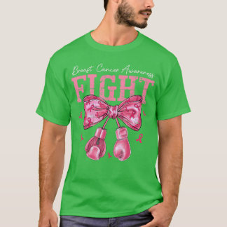 Fight Breast Cancer Awareness s Women Bow Pink Rib T-shirt