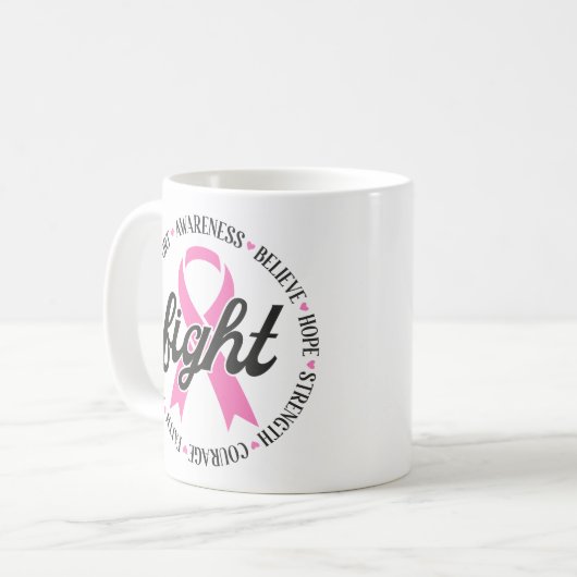 Fight Breast Cancer Pink Ribbon Awareness Koffiemok (Voorkant links)