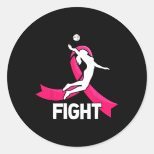Fight Breast Cancer Volleyball Pink Ribbon Awarene Ronde Sticker
