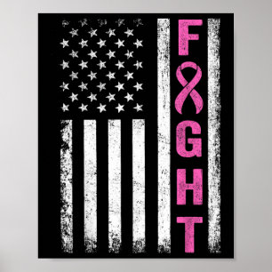 Fight Breast Survivor American Flag Breast Cancer Poster