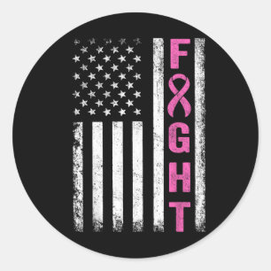 Fight Breast Survivor American Flag Breast Cancer Ronde Sticker