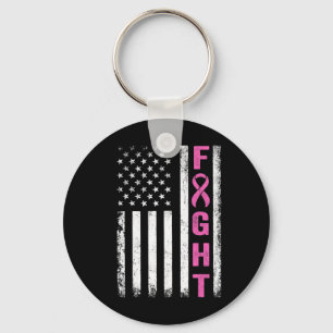 Fight Breast Survivor American Flag Breast Cancer Sleutelhanger
