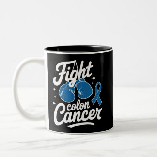 Fight Colon Cancer Blue Ribbon Colon Cancer  Tweekleurige Koffiemok