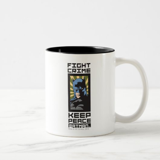 Fight Crime - Keep Peace - Batman Tweekleurige Koffiemok (Rechts)