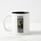 Fight Crime - Keep Peace - Batman Tweekleurige Koffiemok (Links)