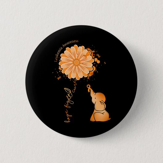 Fight Cure Zonnebloem Olifant Leukemie Bewustzijn Ronde Button 5,7 Cm (Voorkant)