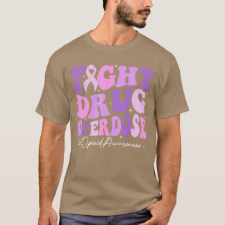 Fight Drug Overdose Purple Ribbon Opioid Overdose  T-shirt