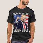 Fight Fight Donald Trump 2024 Amerikaanse vlag T-shirt (Voorkant)