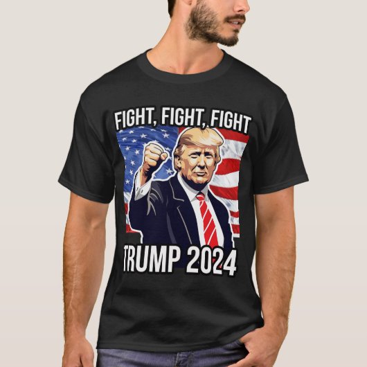 Fight Fight Donald Trump 2024 Amerikaanse vlag T-shirt (Voorkant)