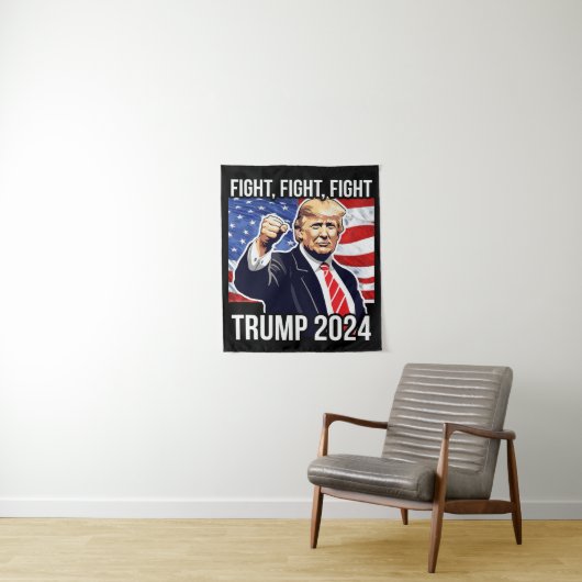 Fight Fight Donald Trump 2024 Amerikaanse vlag Wandkleed (In situ)