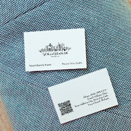 Fight Good Fight Bible Verse Floral Doodle Church Visitekaartje