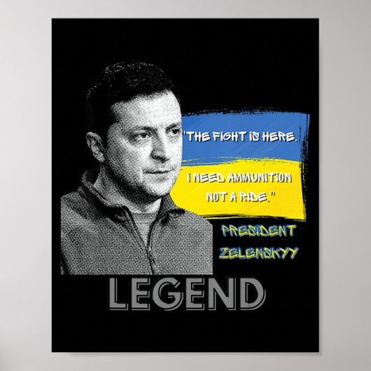 Fight Is Here Oekraïne President Zelensky Legen Poster (Voorkant)