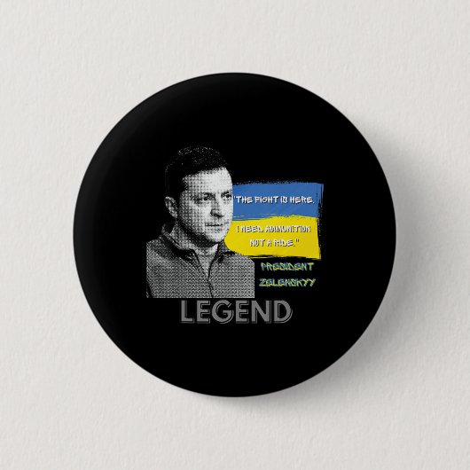 Fight Is Here Oekraïne President Zelensky Legen Ronde Button 5,7 Cm (Voorkant)