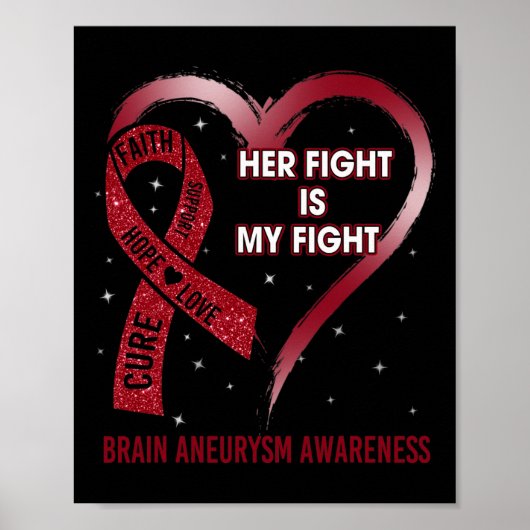 Fight is My Fight Ribbon Heart Brain Aneurysma Awa Poster (Voorkant)