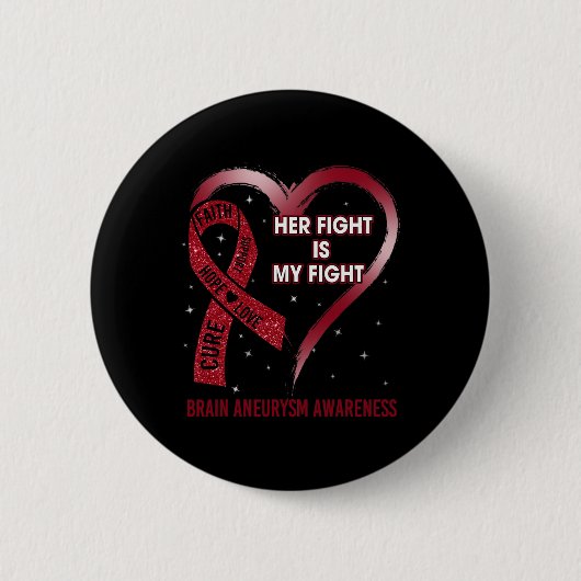 Fight is My Fight Ribbon Heart Brain Aneurysma Awa Ronde Button 5,7 Cm (Voorkant)