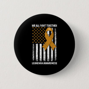 Fight Leukemia Awareness Oranje Ribbon USA Flag WA Ronde Button 5,7 Cm