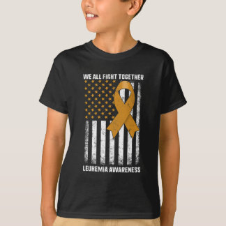 Fight Leukemia Awareness Oranje Ribbon USA Flag WA T-shirt