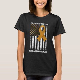Fight Leukemia Awareness Oranje Ribbon USA Flag WA T-shirt