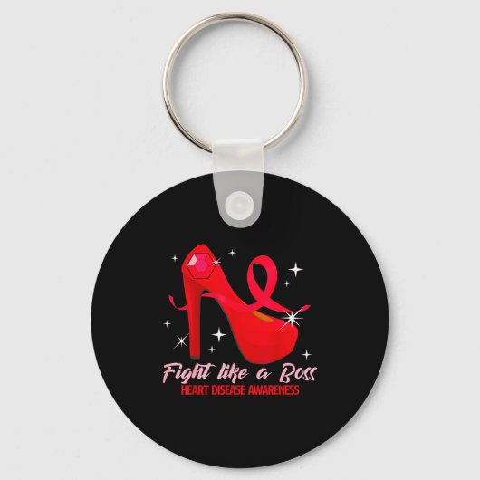 Fight Like A Boss Heart Health Heart Disease Aware Sleutelhanger (Voorkant)