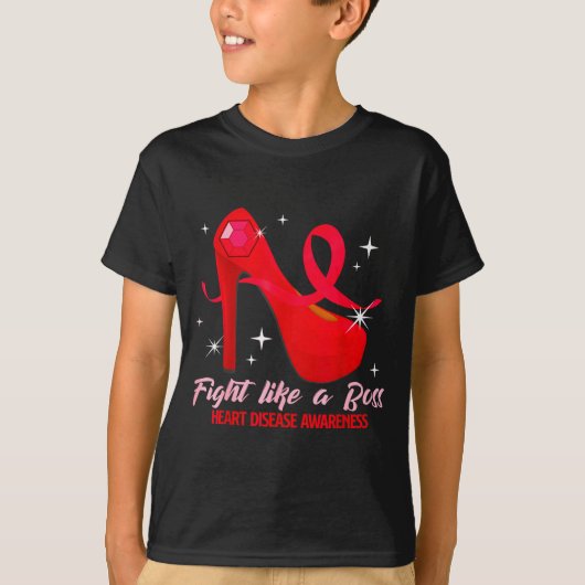 Fight Like A Boss Heart Health Heart Disease Aware T-shirt (Voorkant)