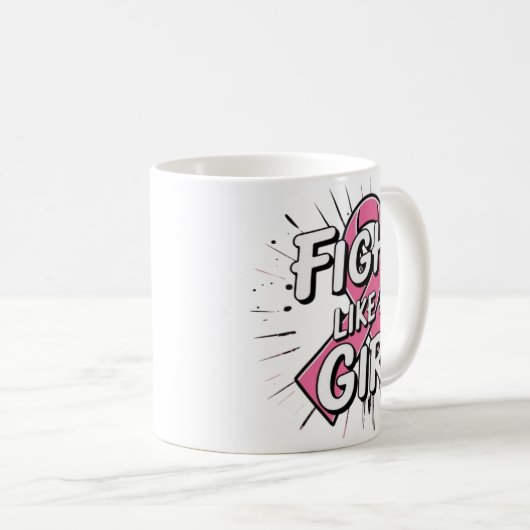 Fight Like a Girl | Breast Cancer Awareness Design Koffiemok (Voorkant rechts)