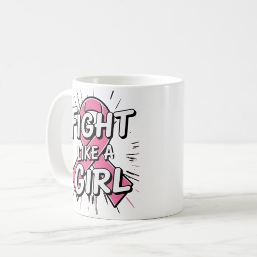Fight Like a Girl | Breast Cancer Awareness Design Koffiemok (Voorkant links)
