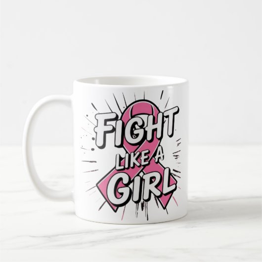 Fight Like a Girl | Breast Cancer Awareness Design Koffiemok (Links)