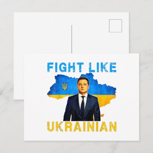 Fight Like Oekrainian I stand with Ukraine Volodym Briefkaart (Voorkant / Achterkant)
