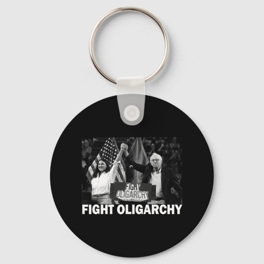 Fight Oligarchy Bernie Sanders And Aoc Freedom Us Sleutelhanger (Voorkant)