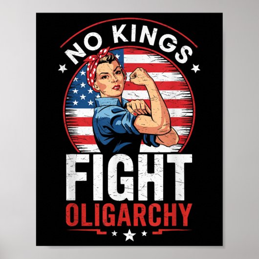 Fight Oligarchy Protest Sign Democracy No Kings In Poster (Voorkant)
