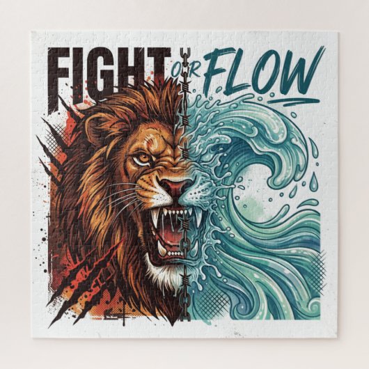 Fight or Flow Leeuw en Water Golf Ontwerp Legpuzzel (Verticaal)