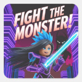 Fight the monster  vierkante sticker (Voorkant)