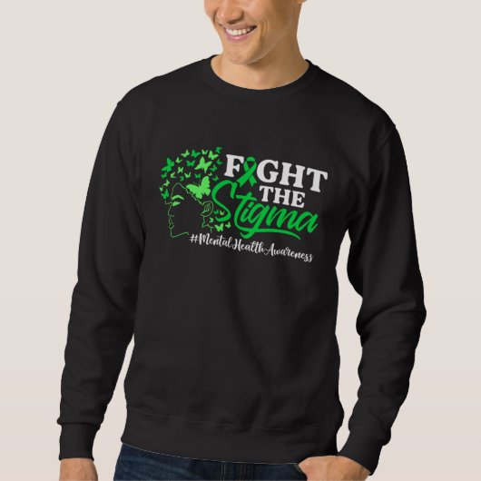 Fight The Stigma Mental Health Awareness Green Rib Trui (Voorkant)