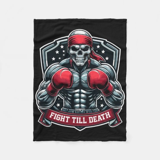 Fight Till Death Skeleton Boxer Hardcore Boksen Fi Fleece Deken (Voorkant)