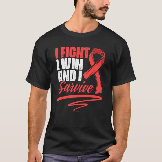 Fight Win Stroke Survivor Red Ribbon Stroke Awaren T-shirt (Voorkant)