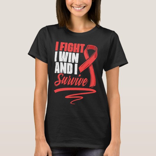 Fight Win Stroke Survivor Red Ribbon Stroke Awaren T-shirt (Voorkant)