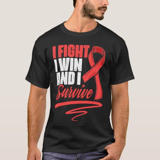 Fight Win Stroke Survivor Red Ribbon Stroke Awaren T-shirt (Voorkant)