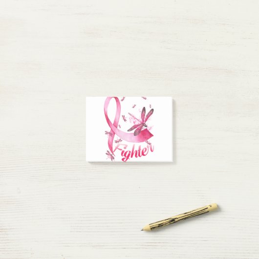Fighter Dragonfly Roze Borstkanker Post-it® Notes (Op bureau)