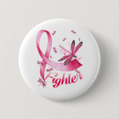 Fighter Dragonfly Roze Borstkanker Ronde Button 5,7 Cm (Voorkant)
