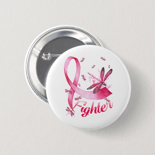 Fighter Dragonfly Roze Borstkanker Ronde Button 5,7 Cm (Voorkant /achterkant)