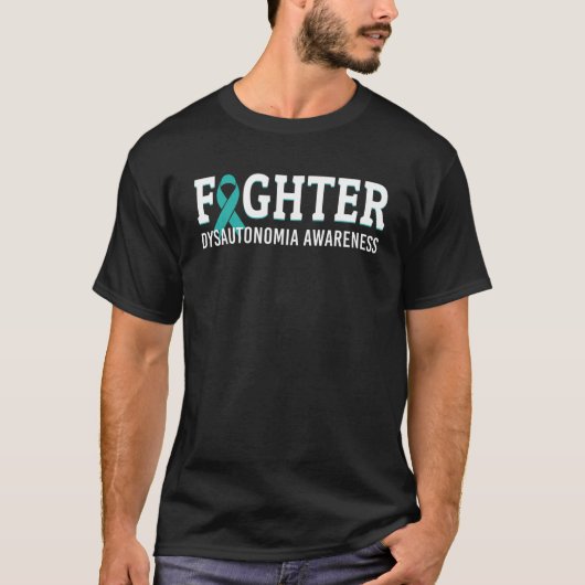 Fighter Dysautonomia Awareness Turquoise Ribbon Wa T-shirt (Voorkant)