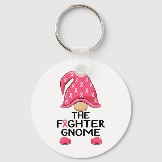 Fighter Gnome - Borstkanker Bewustzijn Gnome Cost Sleutelhanger (Voorkant)