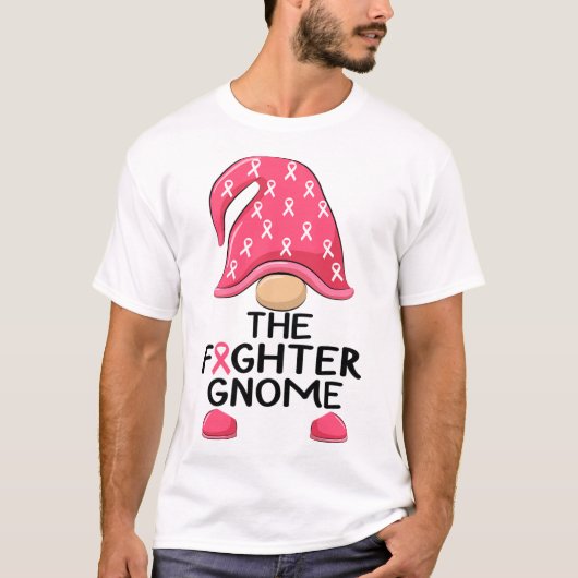 Fighter Gnome - Borstkanker Bewustzijn Gnome Cost T-shirt (Voorkant)