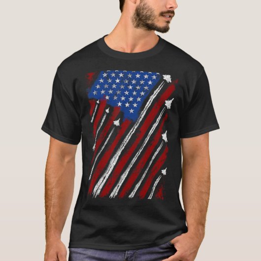 Fighter Jet Airplane USA Flag 4th Of July Patrioti T-shirt (Voorkant)