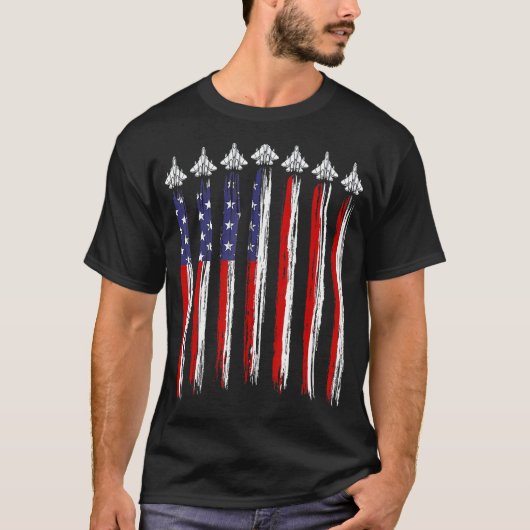 Fighter Jet Airplane USA Flag 4th Of July Patrioti T-shirt (Voorkant)