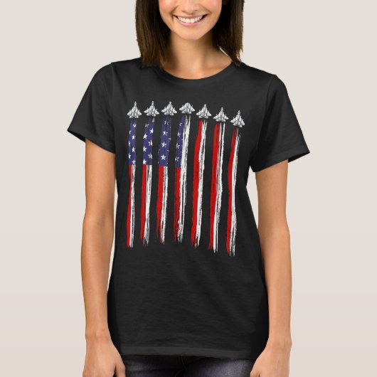 Fighter Jet Airplane USA Flag 4th Of July Patrioti T-shirt (Voorkant)