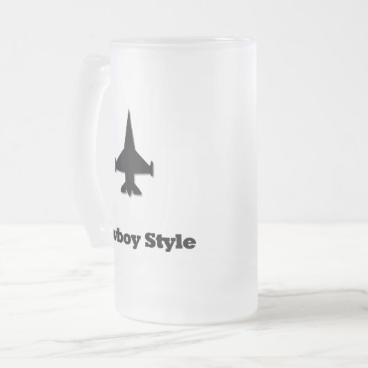 Fighter Jet Cowboy stijl Matglas Bierpul (Voorkant links)