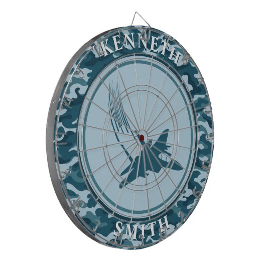Fighter Jet en Camo Dart Board Dartbord (Voorkant Links)